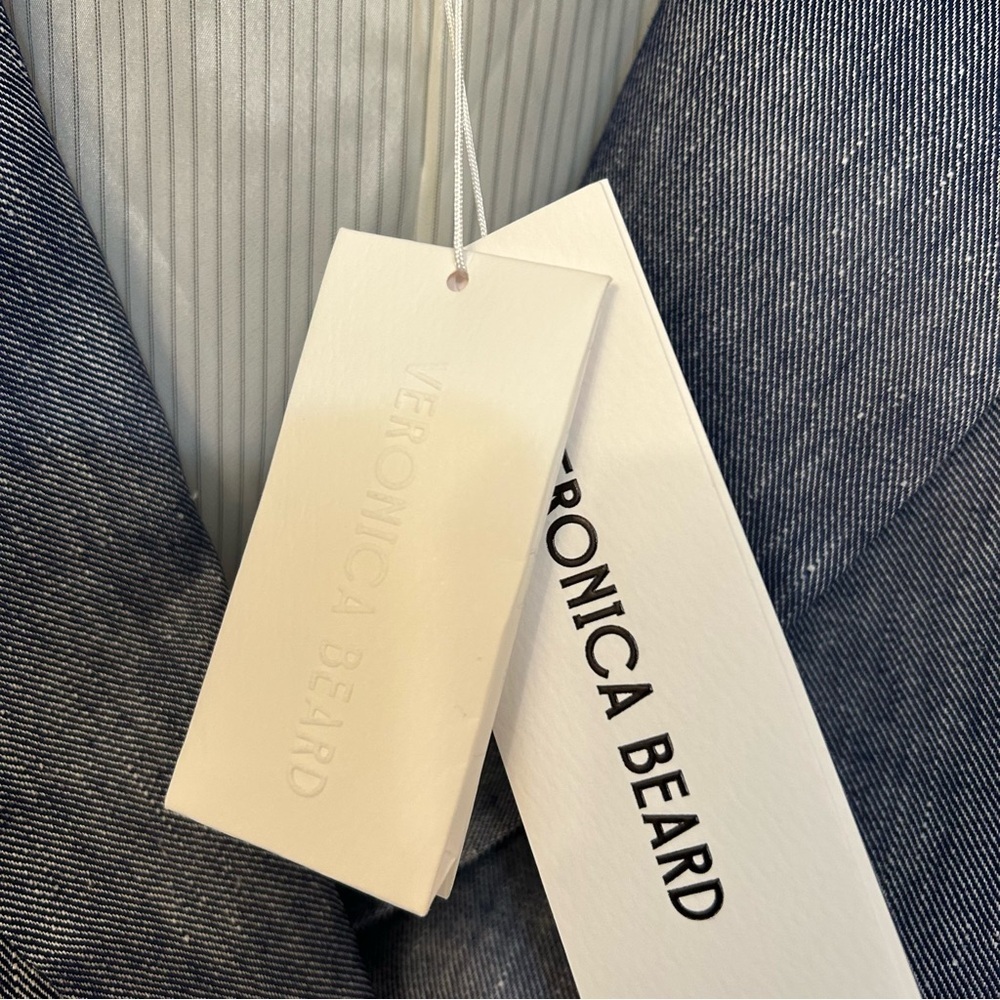 Veronica Beard Dale Linen Blend Dickey Jacket in Blue Melange Size 12 - Picture 10 of 15